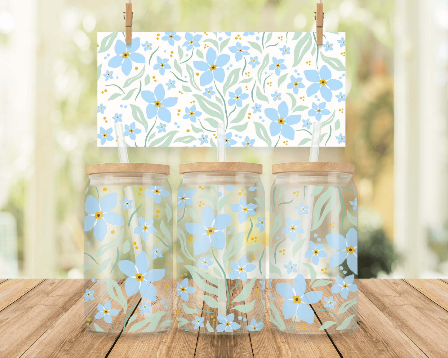 Blue Spring Floral Cup Wrap - Creative Sara Boutique