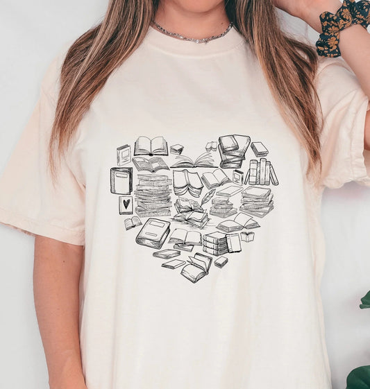 Book Heart T-Shirt - Creative Sara Boutique