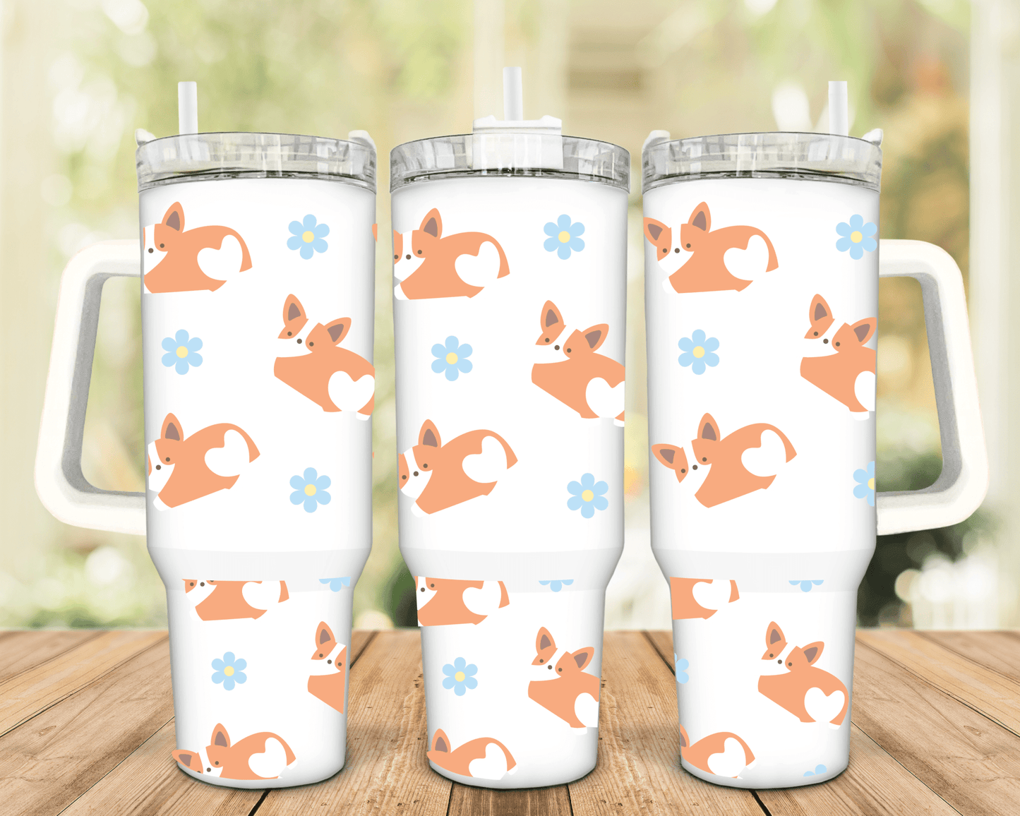Corgi Butt Floral Cup Wrap - Creative Sara Boutique
