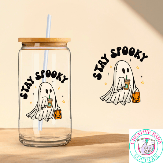 Stay Spooky 16oz Glass Can Cup - Creative Sara Boutique