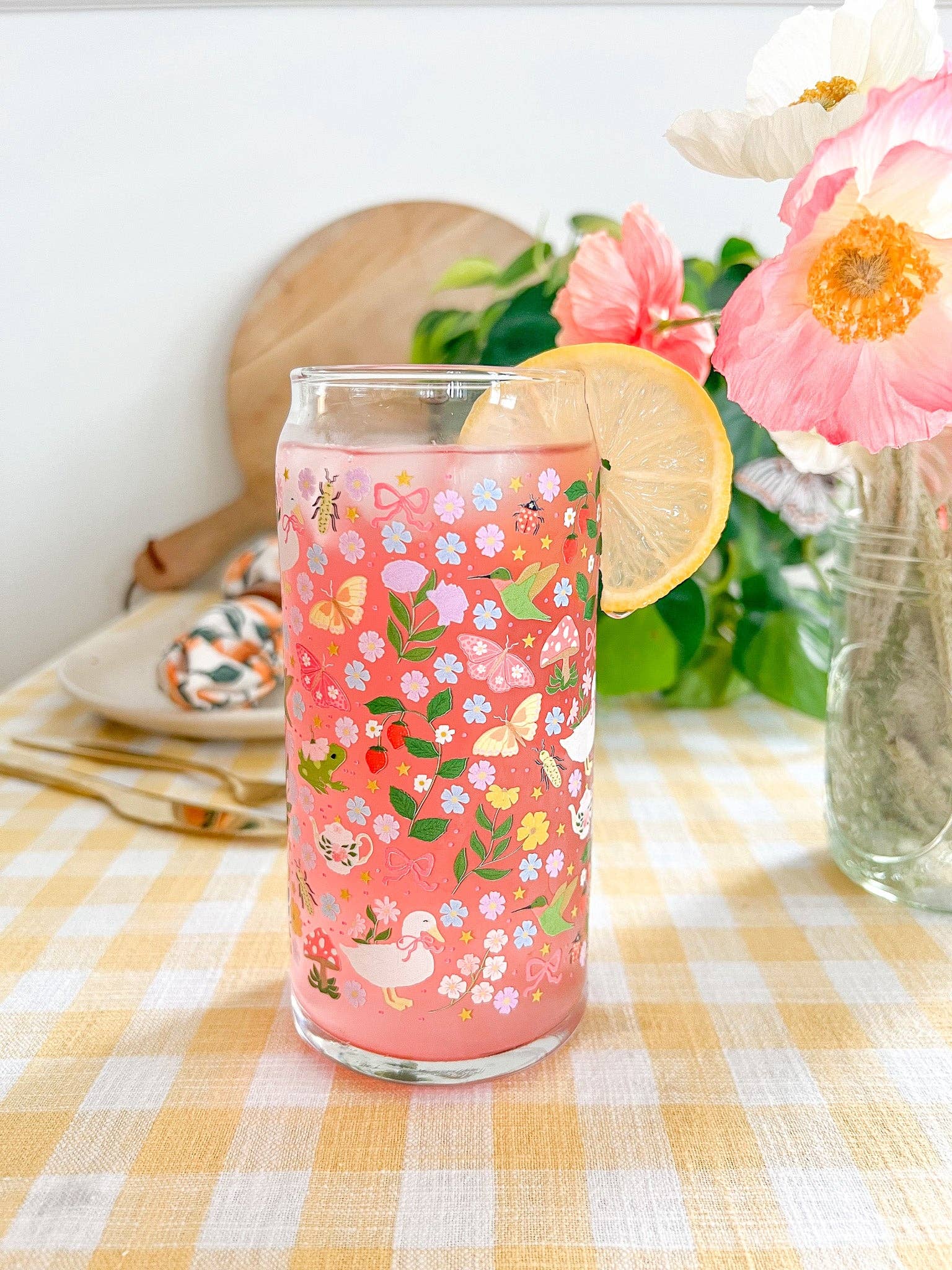 20oz Cottage Garden Glass - Creative Sara Boutique