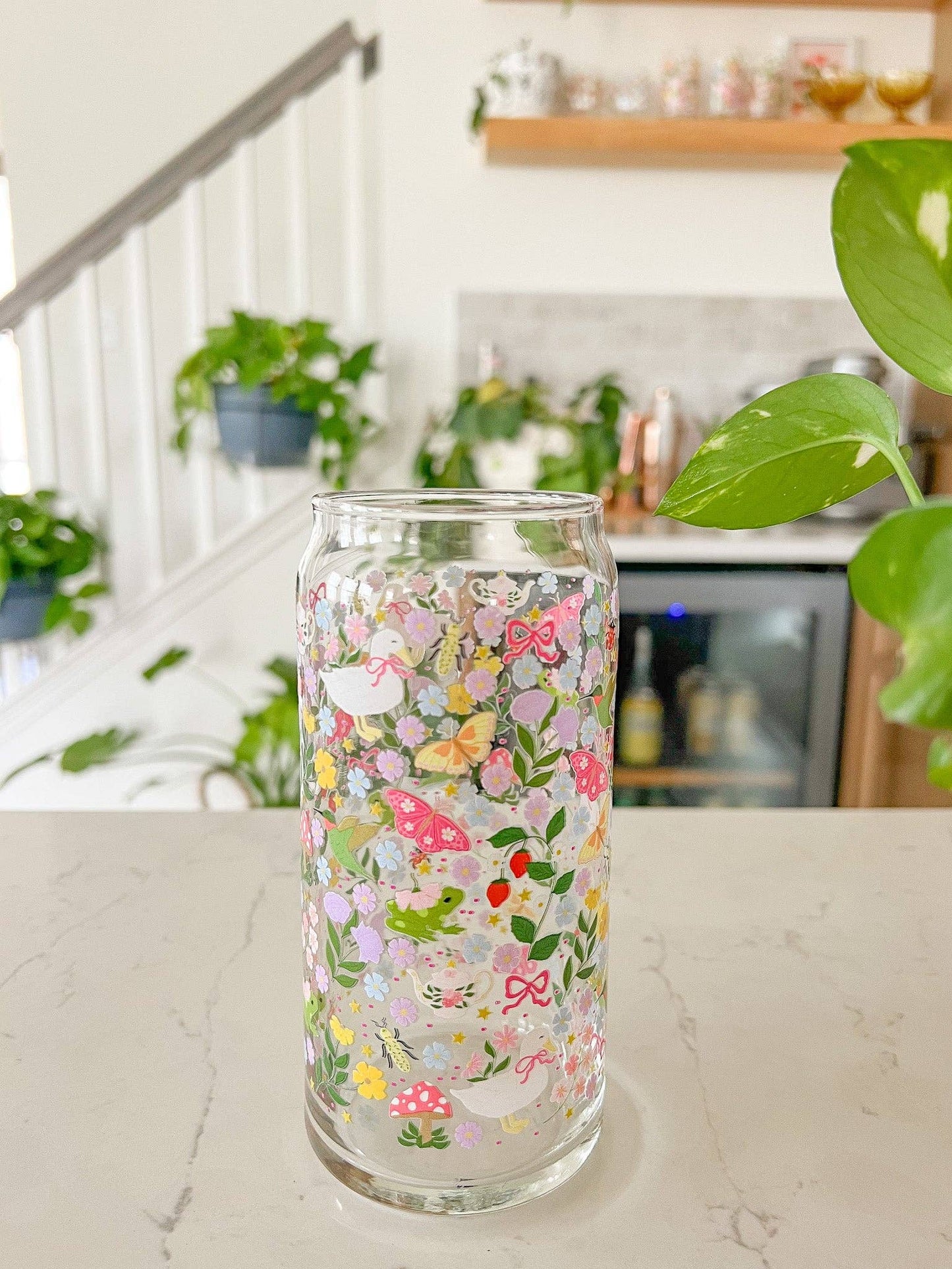 20oz Cottage Garden Glass - Creative Sara Boutique