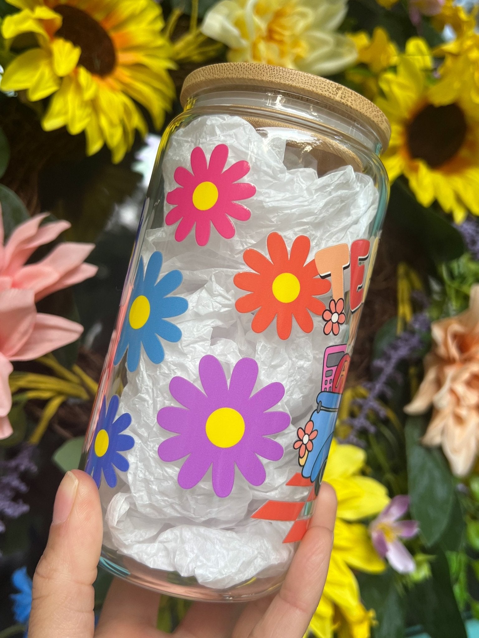 ‘Teacher Life’ 16oz Libbey Glass Can - Creative Sara Boutique
