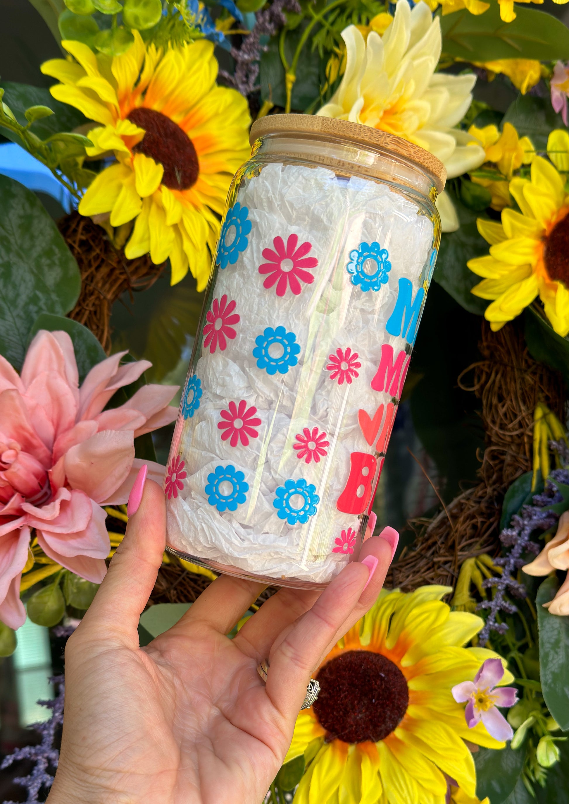 ‘Mama Mommy Mom Bruh’ 16oz Glass Can - Creative Sara Boutique