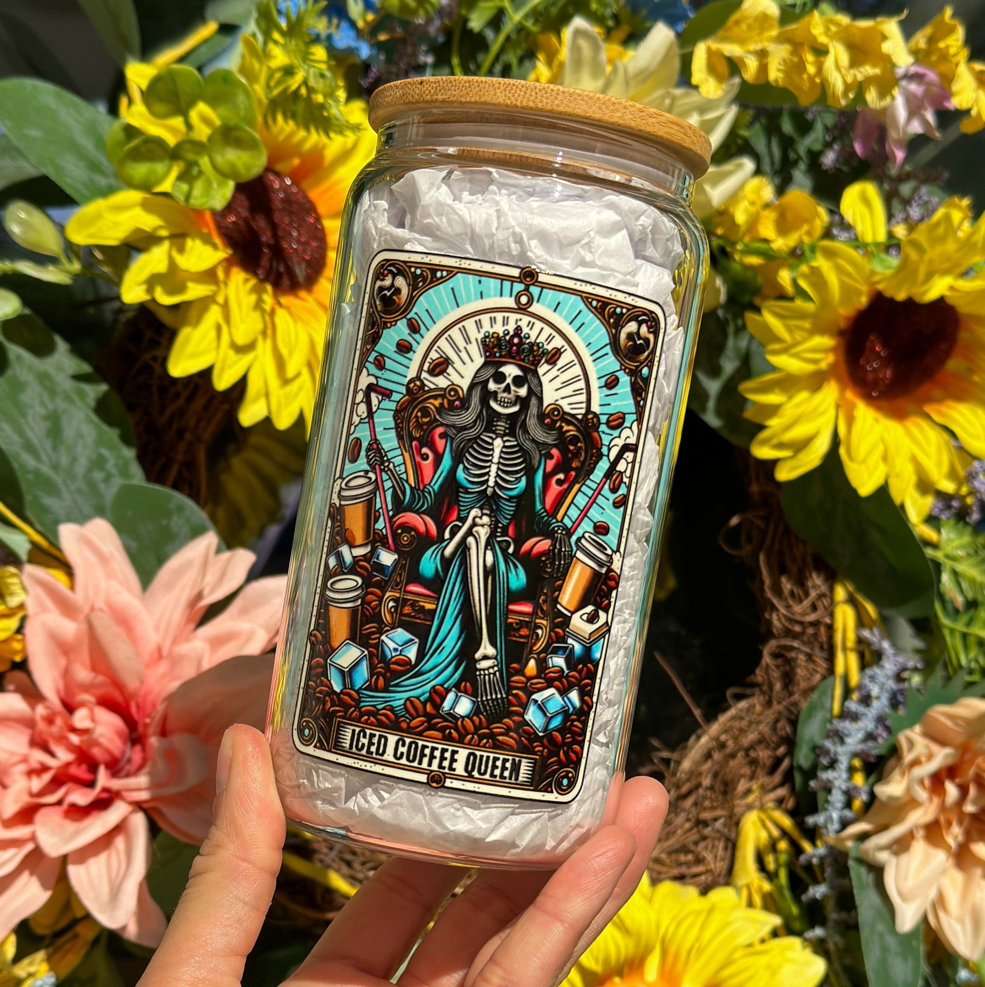 Iced Coffee Queen 16oz Glass Can Cup - Creative Sara Boutique