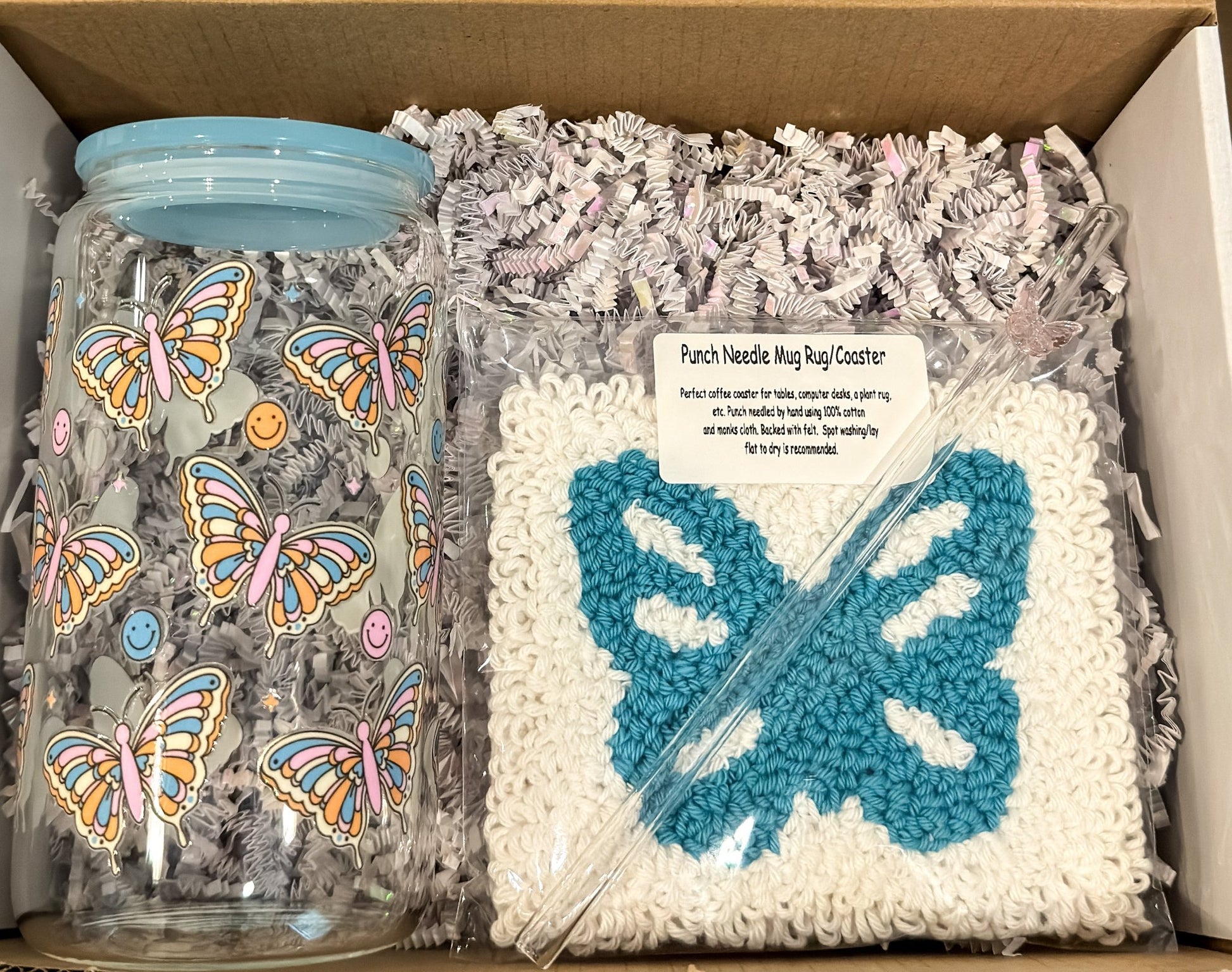 Blue Butterfly Glass Bundle 16 oz - Creative Sara Boutique