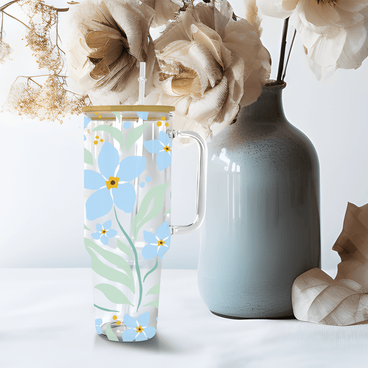 Blue Spring Floral Cup Wrap - Creative Sara Boutique