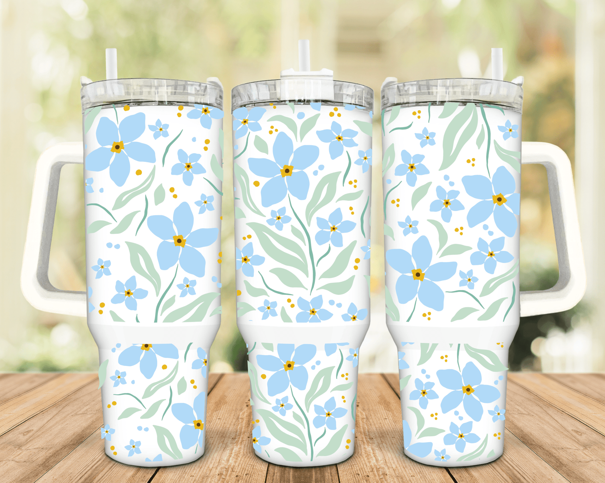 Blue Spring Floral Cup Wrap - Creative Sara Boutique