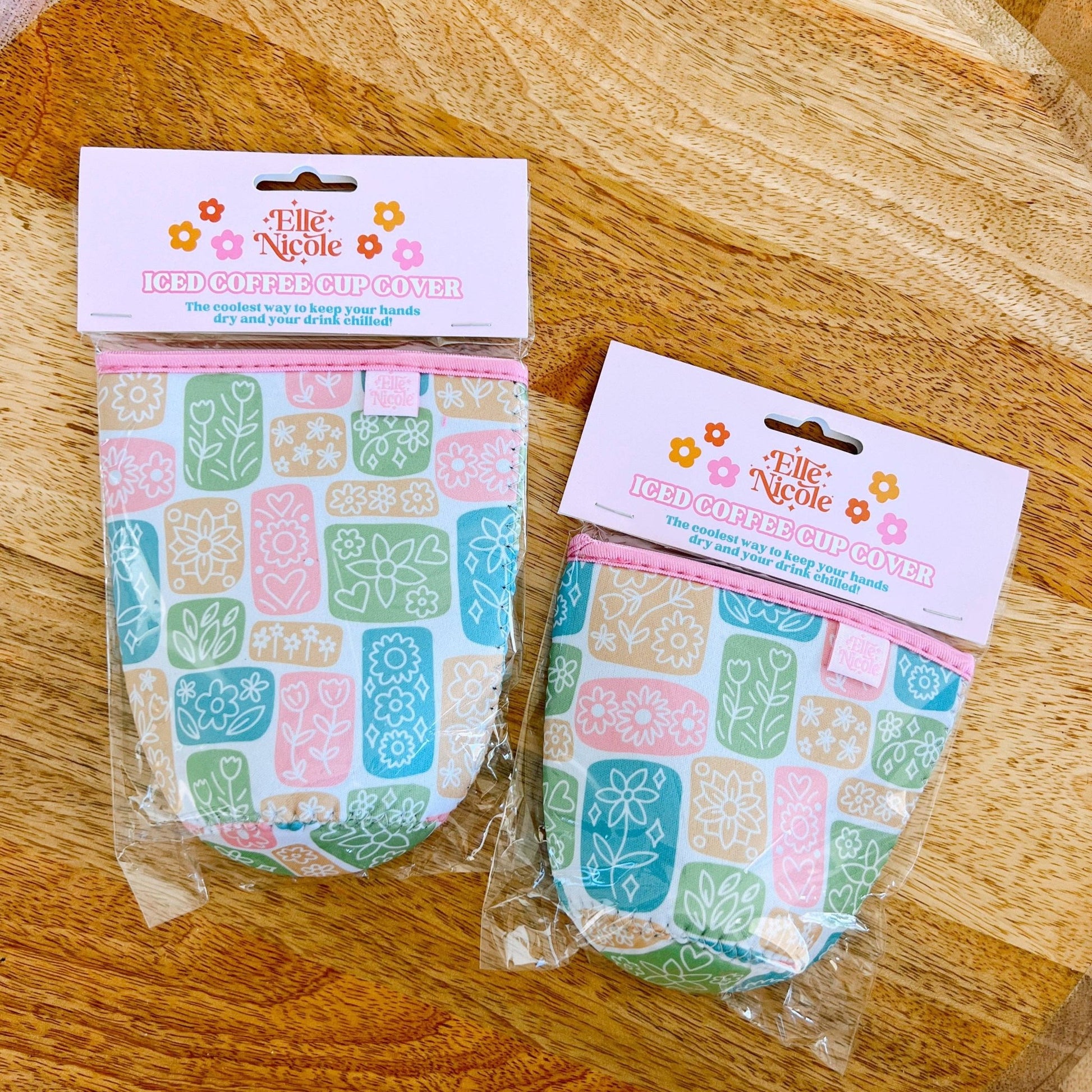 Coffee Cup Cover - Blocked Floral - Iced Drink Sleeve - Creative Sara Boutique