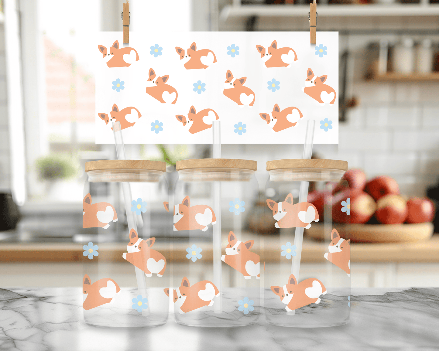 Corgi Butt Floral Cup Wrap - Creative Sara Boutique