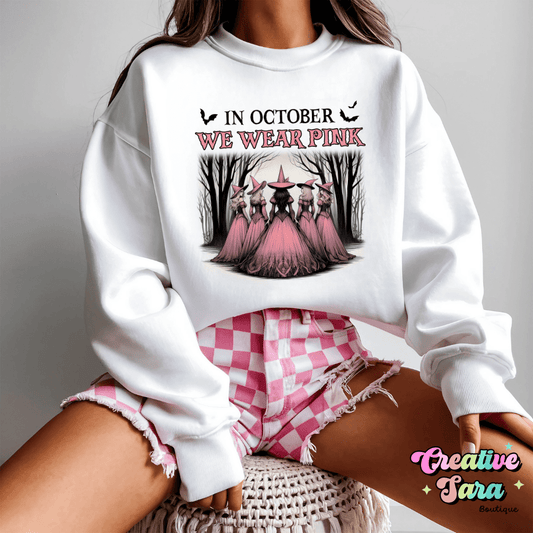 In October We Wear Pink Crewneck - Creative Sara Boutique