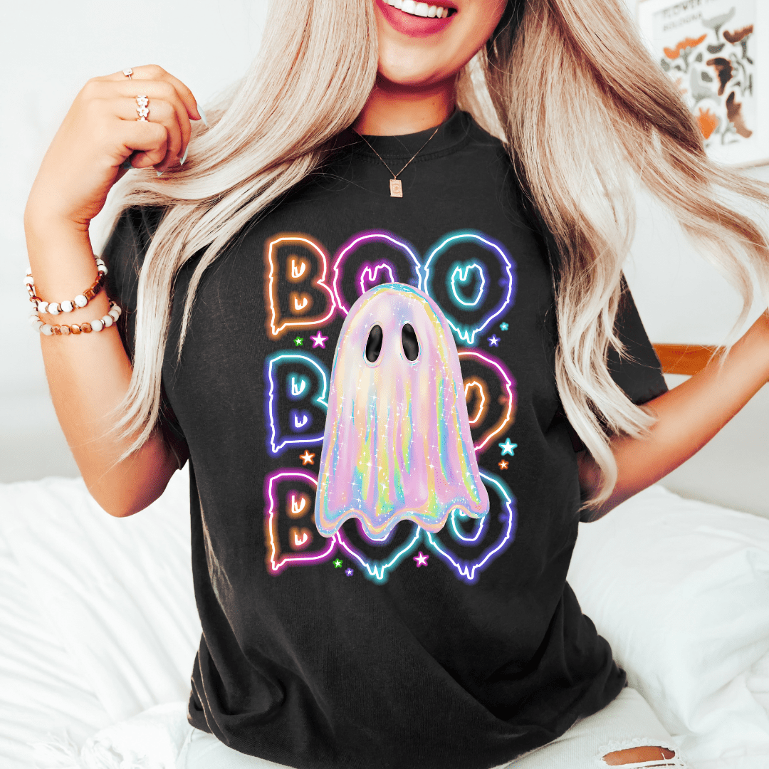 Neon Pastel Boo Ghost T-Shirt - Creative Sara Boutique