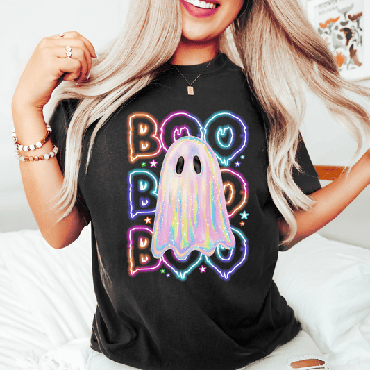 Neon Pastel Boo Ghost T-Shirt - Creative Sara Boutique