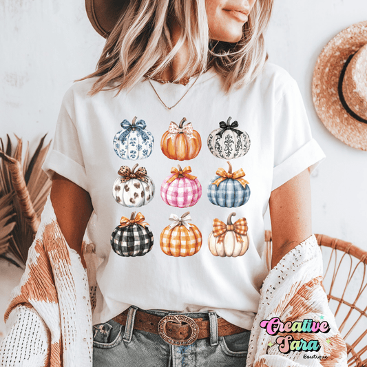 Patterned Pumpkin Patch T-Shirt - Creative Sara Boutique