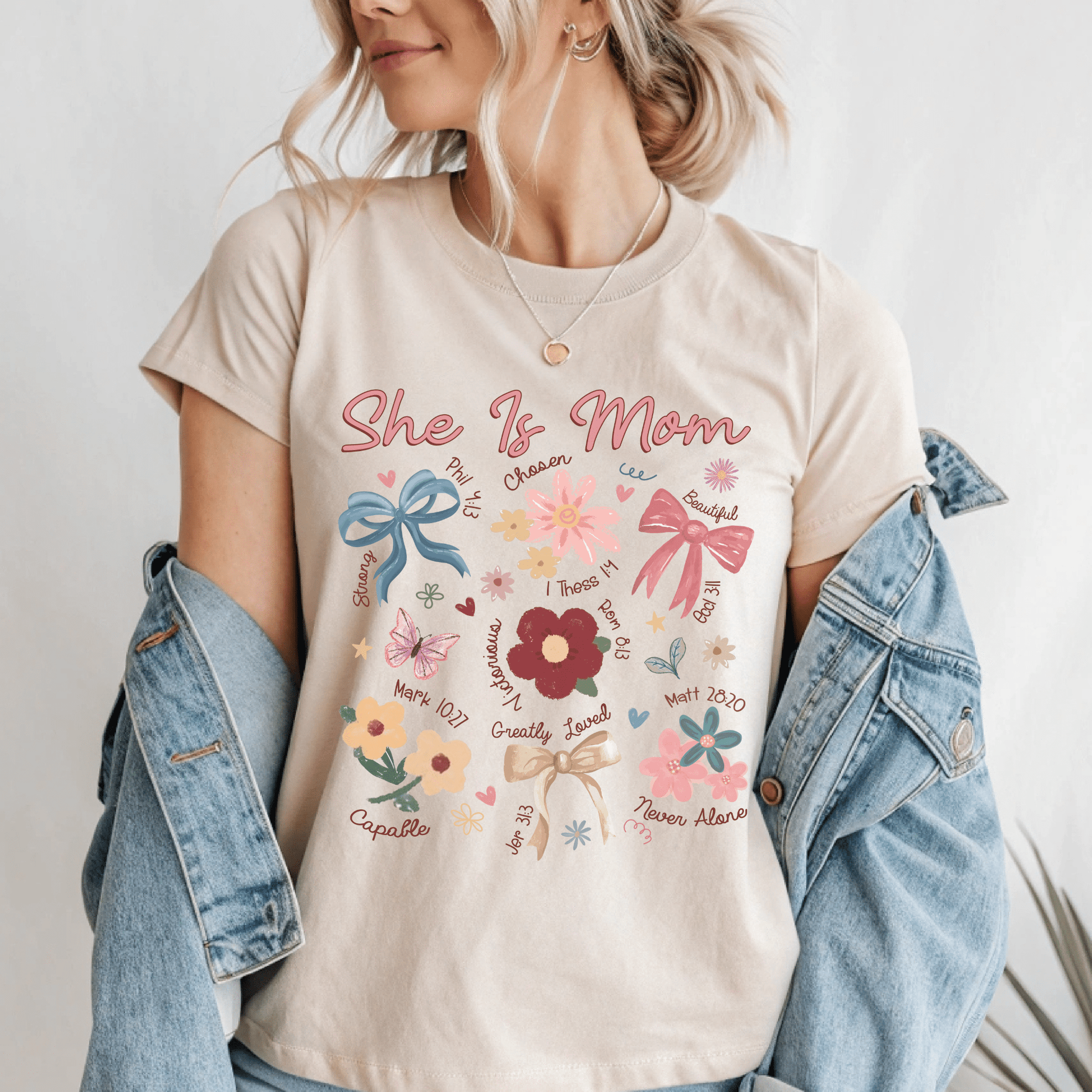 She Is Mom Floral Scripture T-Shirt - Creative Sara Boutique